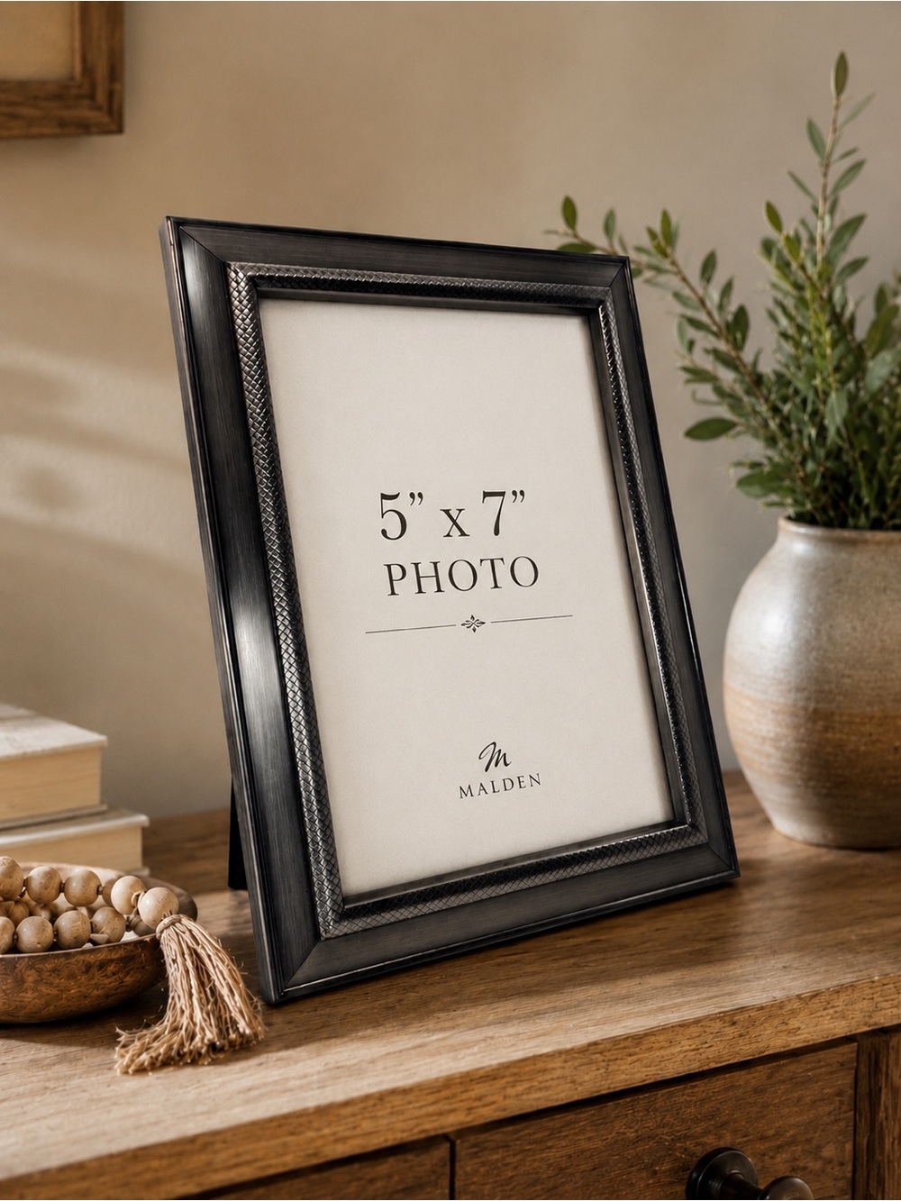 Malden Black silver Photo Frame with Textured Inner Trim